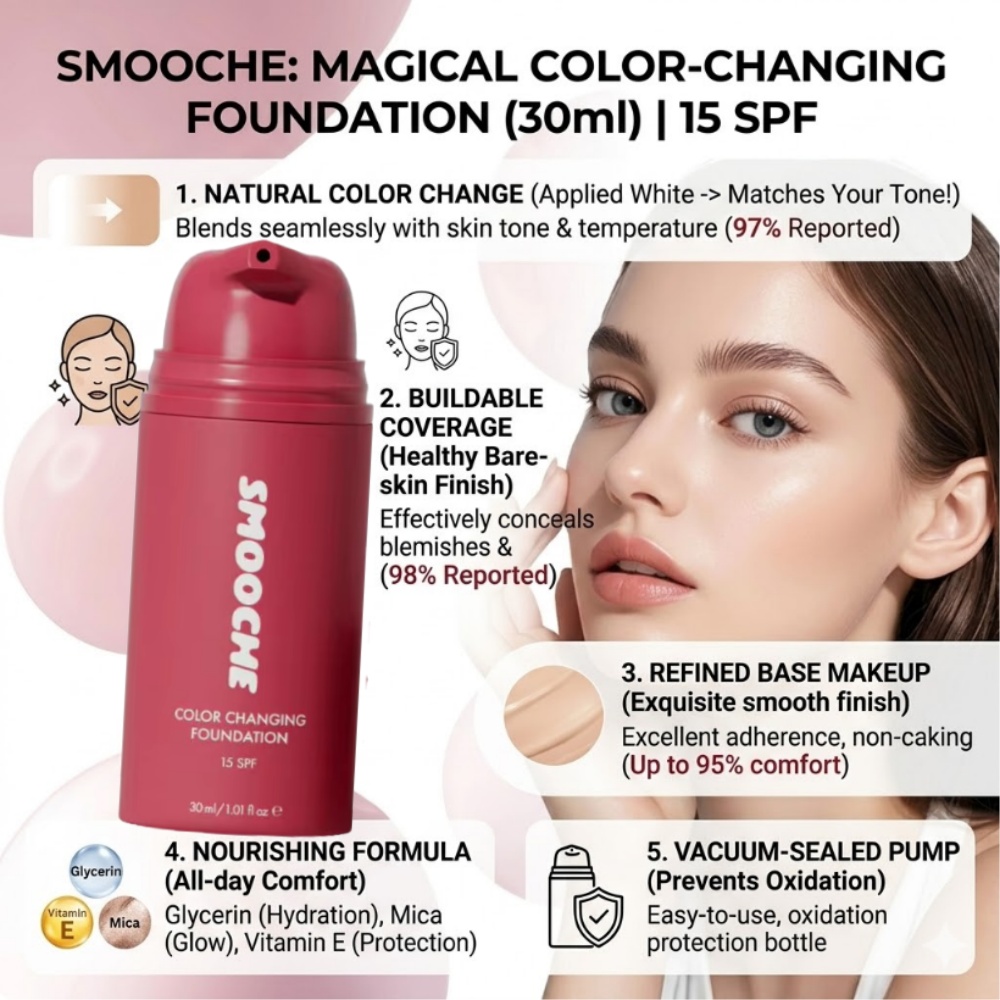 Beauty Natural Makeup - SMOOCHE Renk Değiştiren Fondöten Doğal Baz