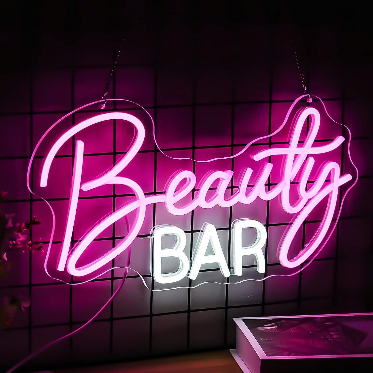 Beauty Makeup Bar - Güzellik Barı Neon Tabela Kısılabilir LED
